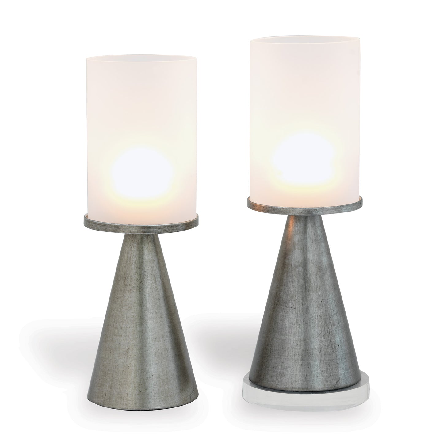 Camden Silver / Frosted Glass Candleholder (set of 2)