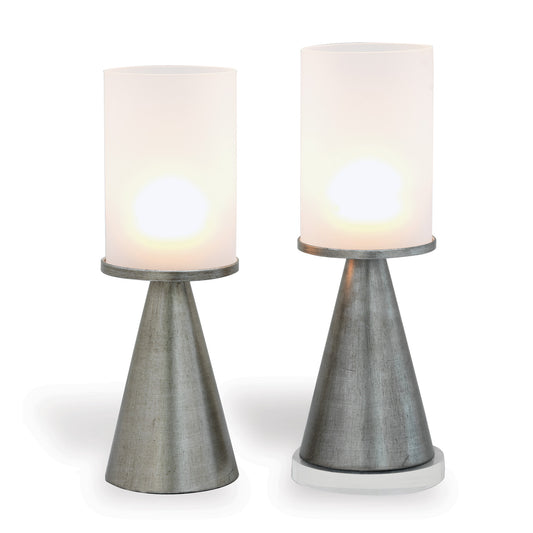 Camden Silver / Frosted Glass Candleholder (set of 2)