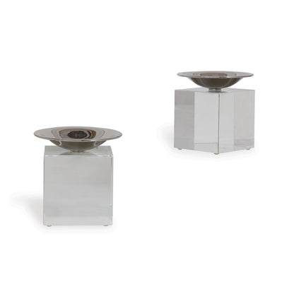 Emerson Nickel/Crystal Candleholders (set of 2)