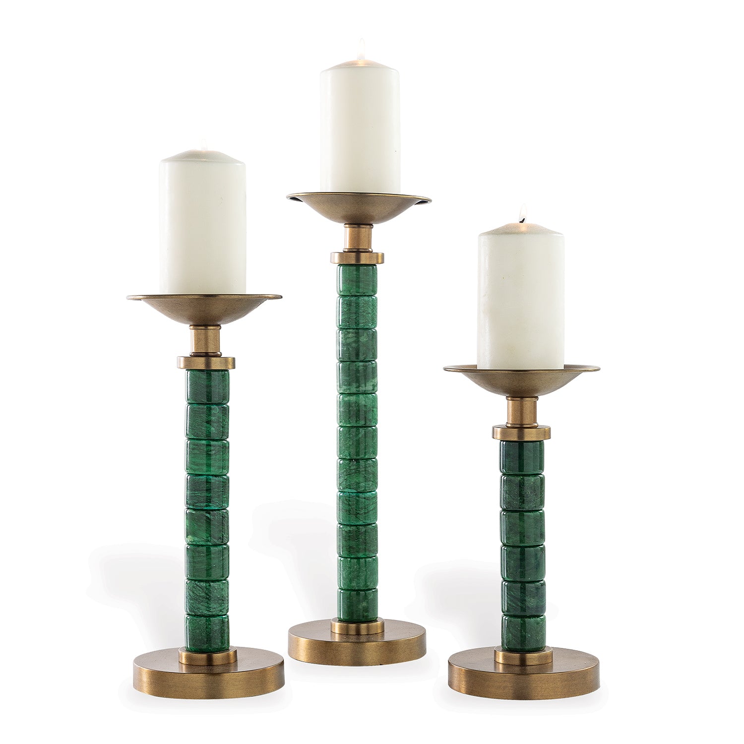 Jade Garden Green Candlesticks (set/3)