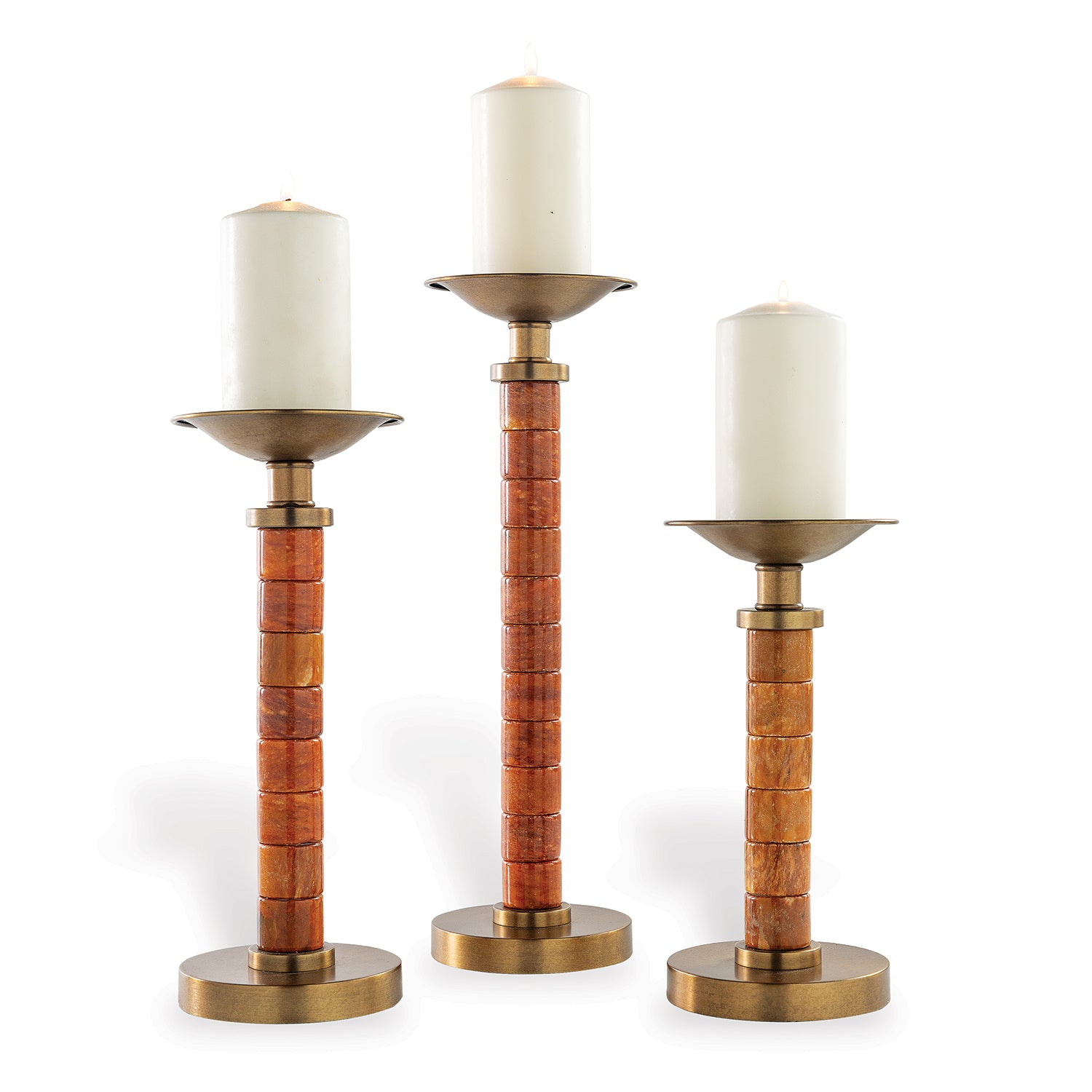 Jade Garden Amber Candlesticks (set/3)