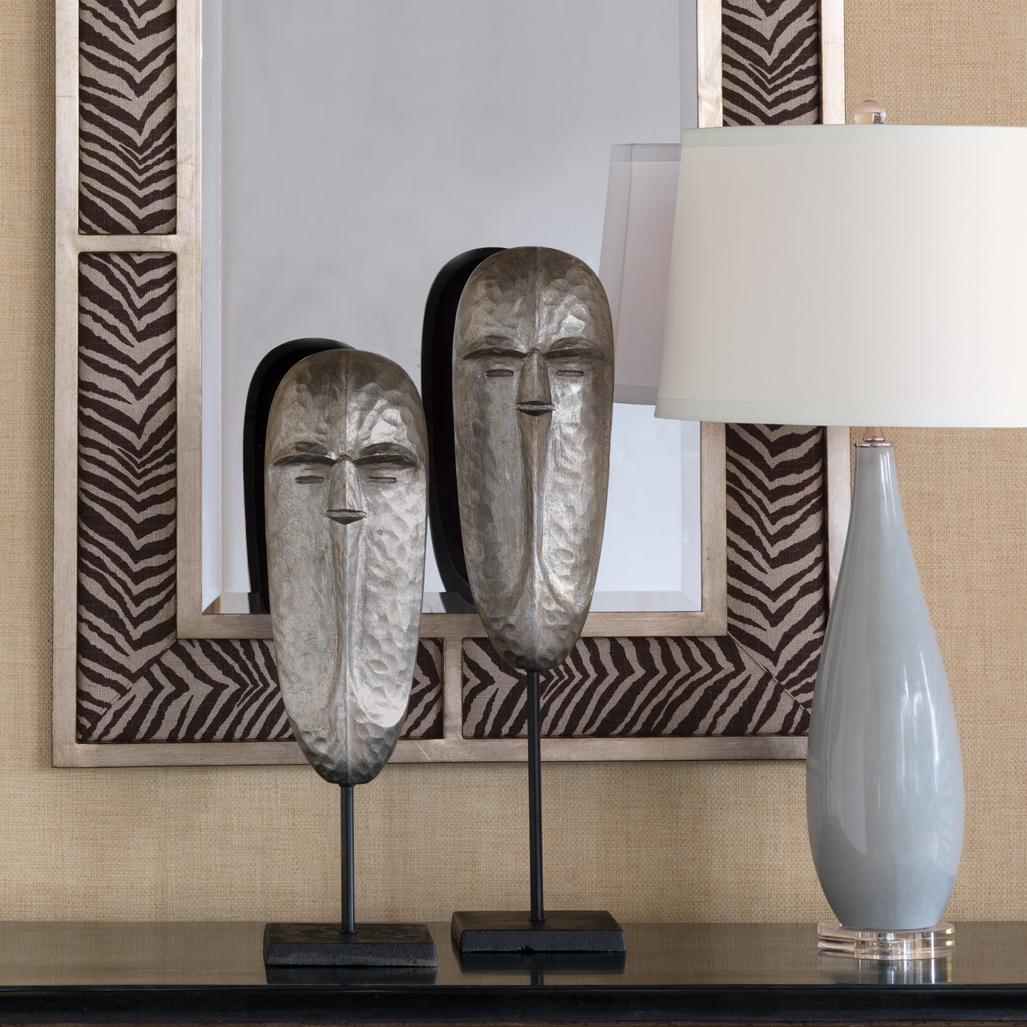 Tribal Mask Silver (set of 2)