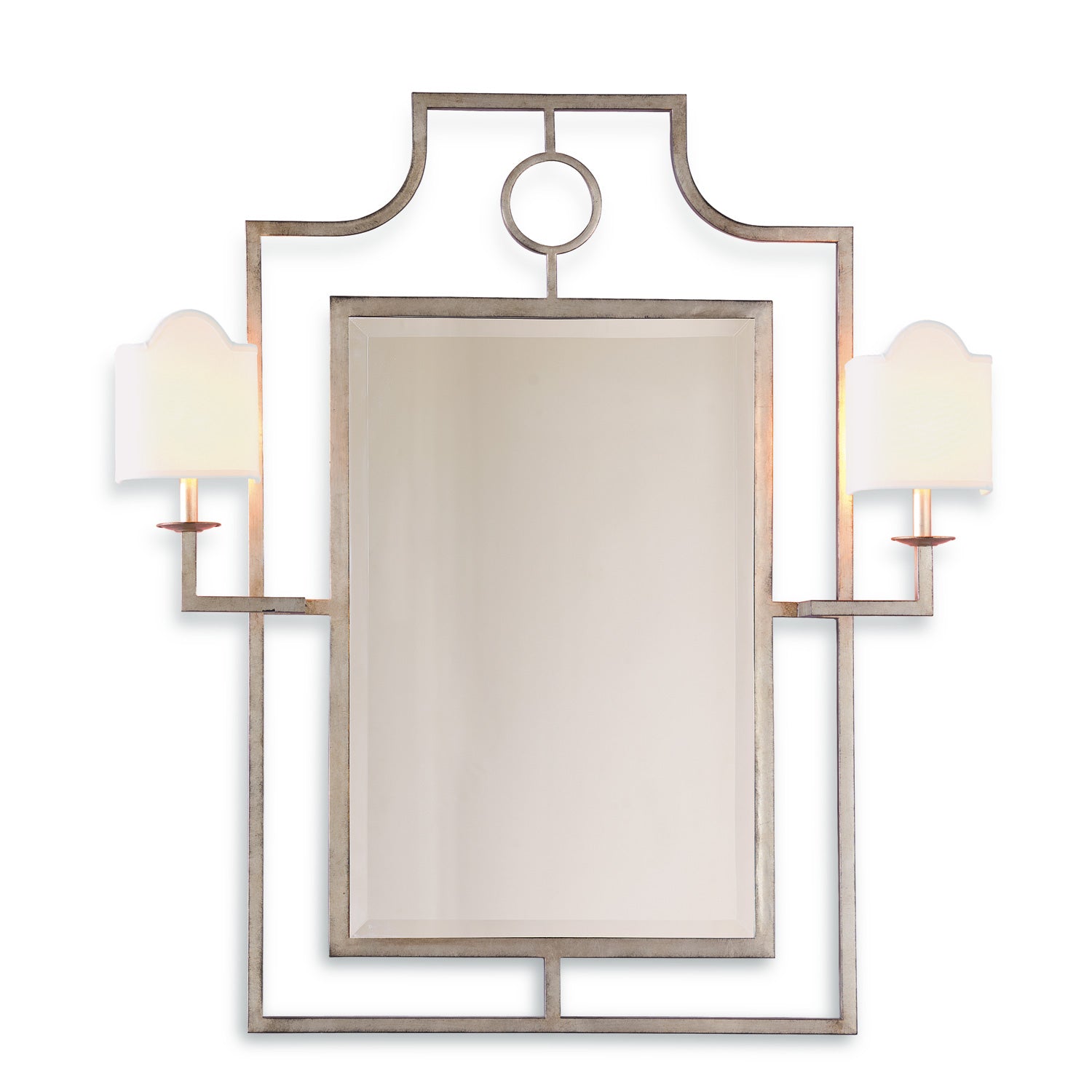 Doheny Silver Mirror W/Sconces 46"H
