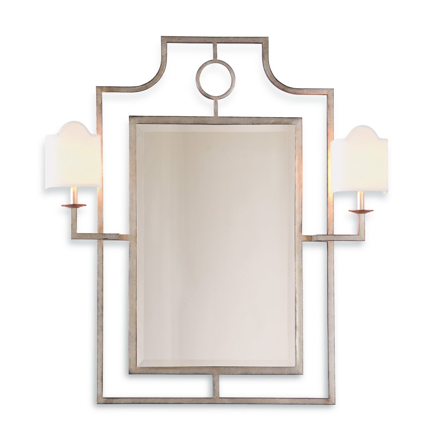 Doheny Silver Mirror W/Sconces 46"H