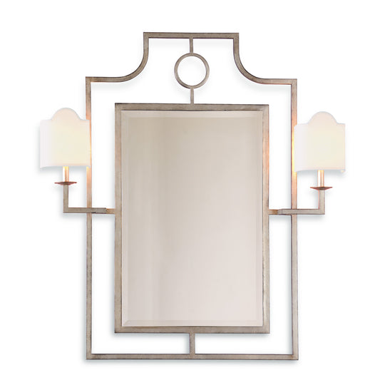 Doheny Silver Mirror W/Sconces 46"H