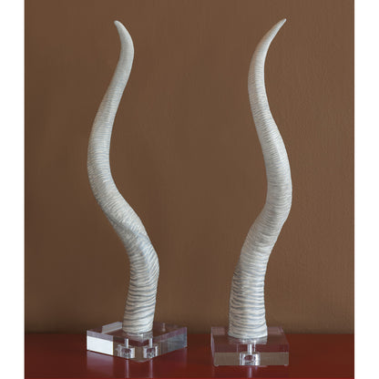 Safari Gray-White Horn Sculpture 33"H