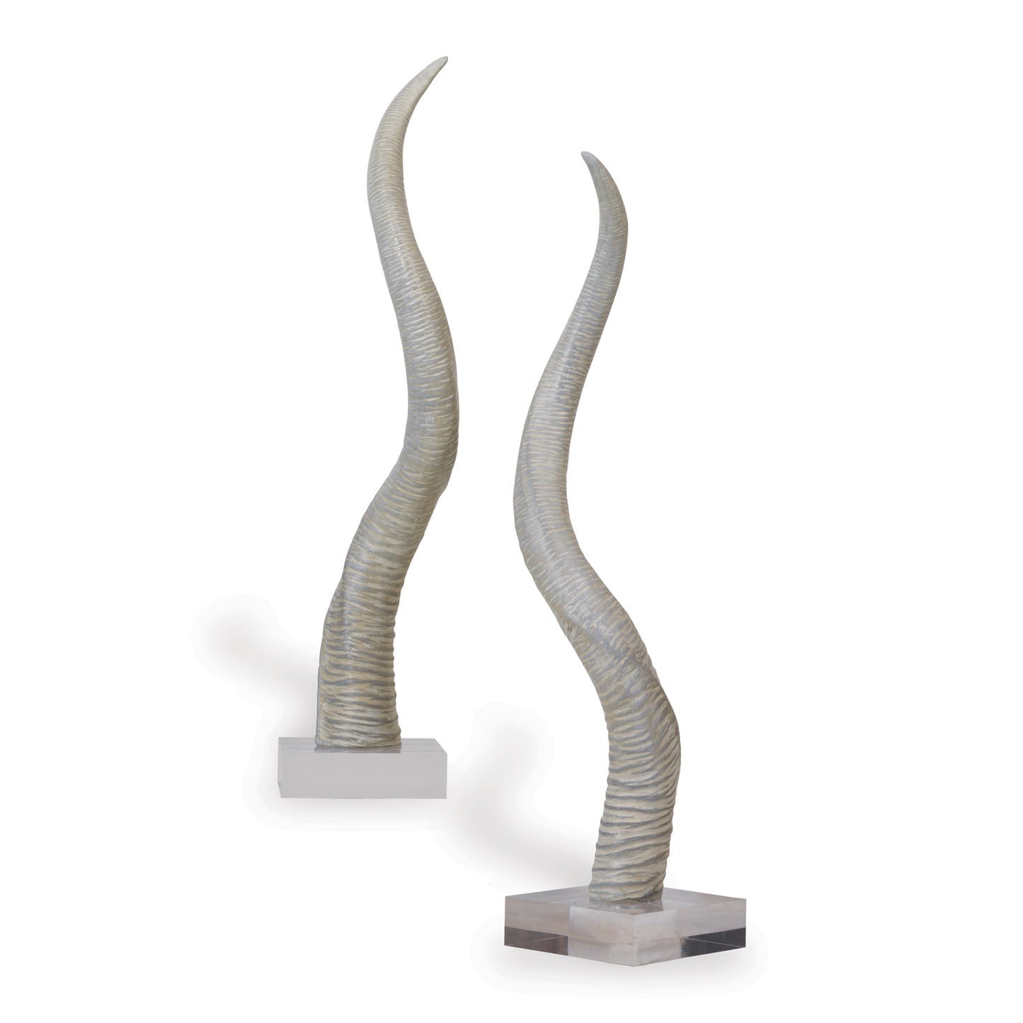 Safari Gray-White Horn Sculpture 33"H