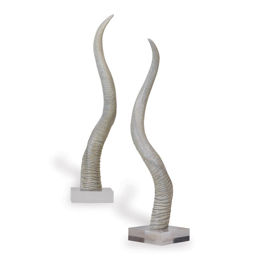 Safari Gray-White Horn Sculpture 33"H