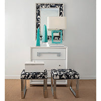 Bedford Silver Mirror / Black Orchid Fabric