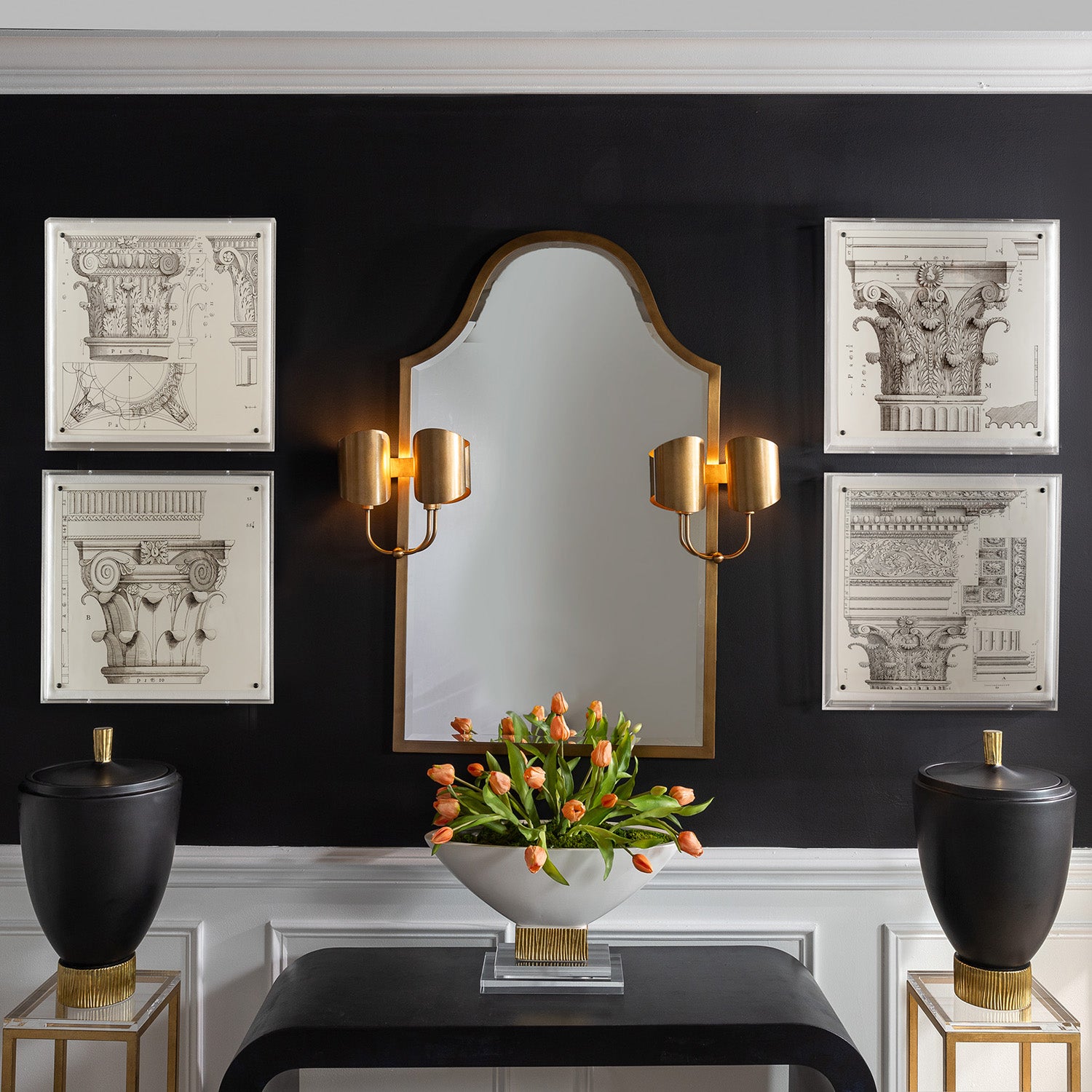 Quinton Brass Mirror With Sconces – Port 68