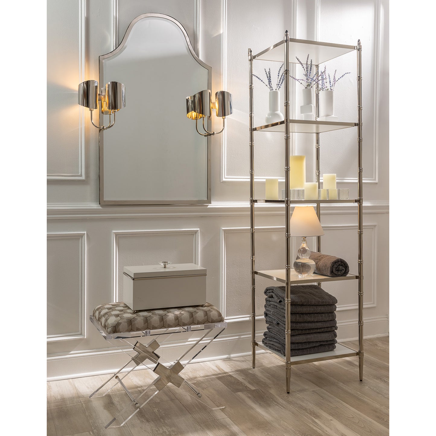Quinton Nickel Mirror With Sconces