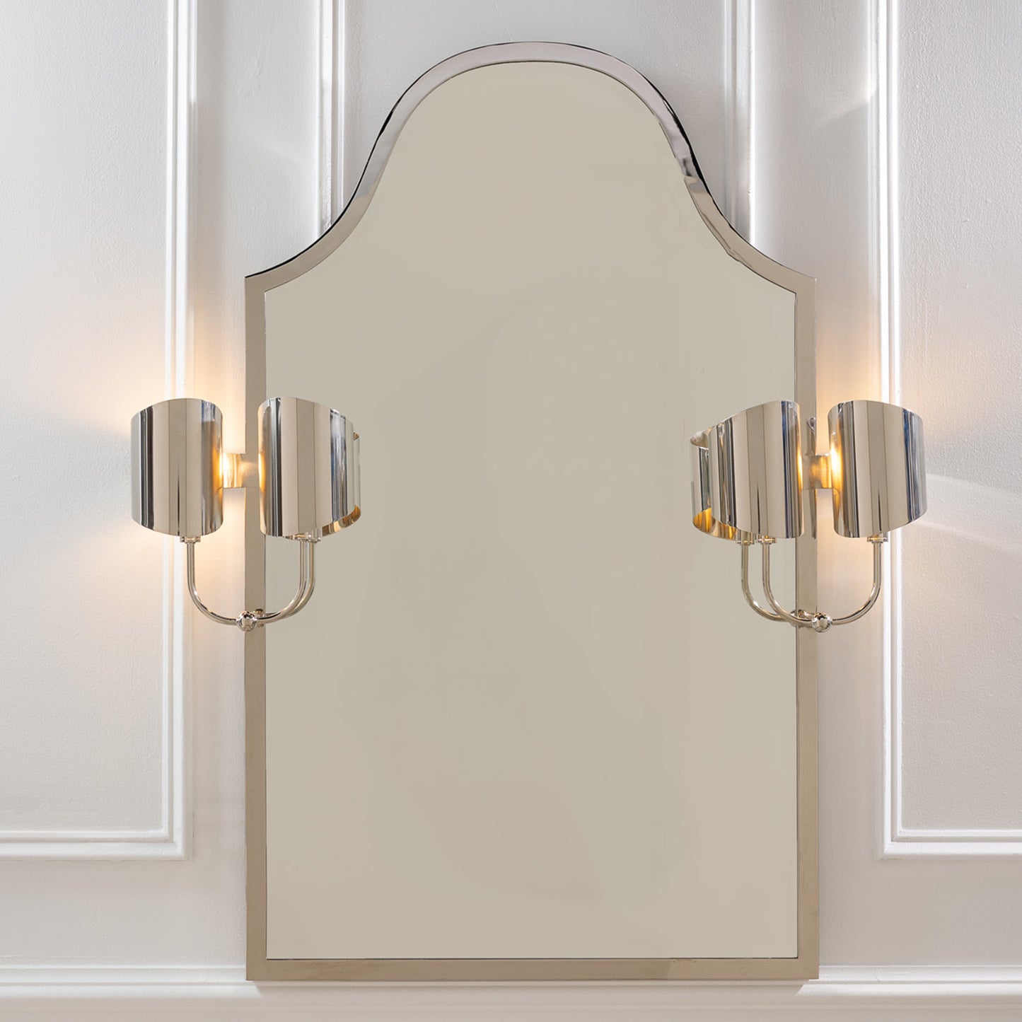 Quinton Nickel Mirror With Sconces
