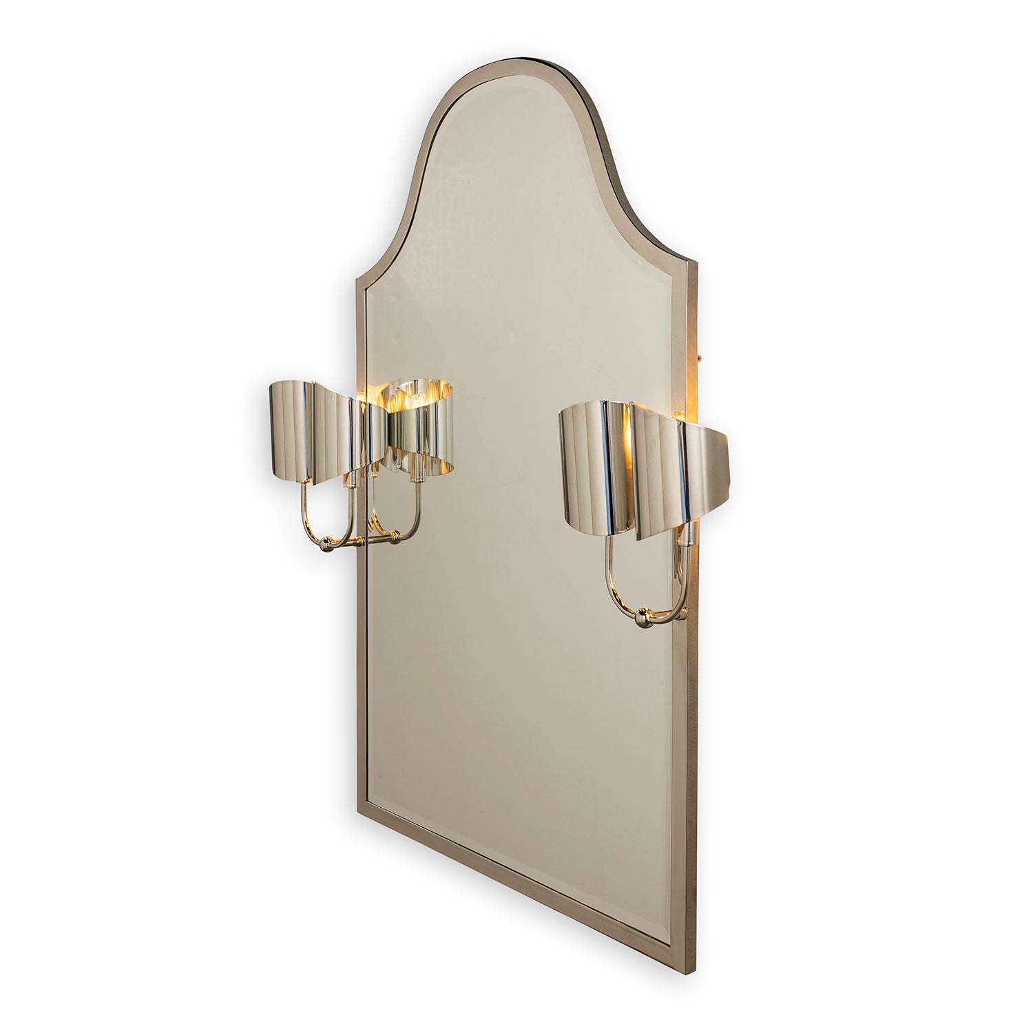 Quinton Nickel Mirror With Sconces