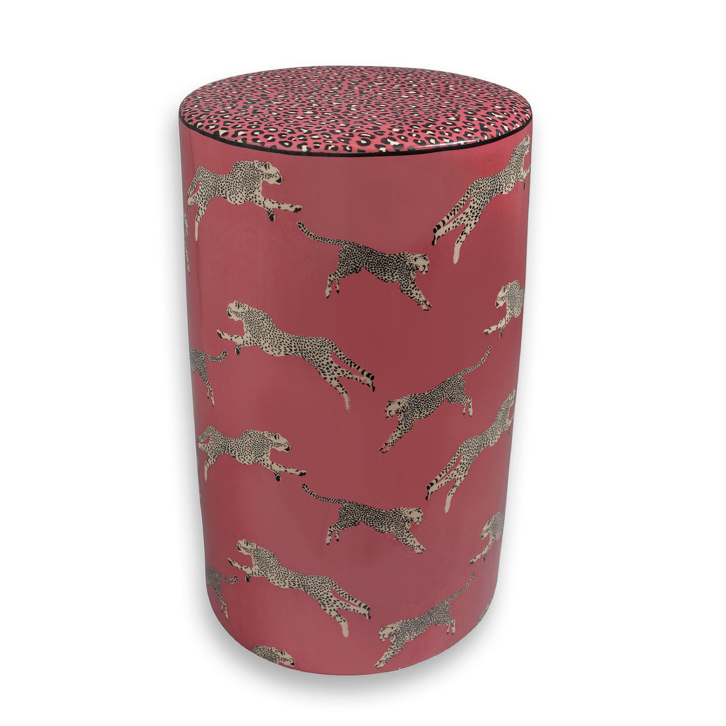 Leaping Cheetah Pink Garden Stool