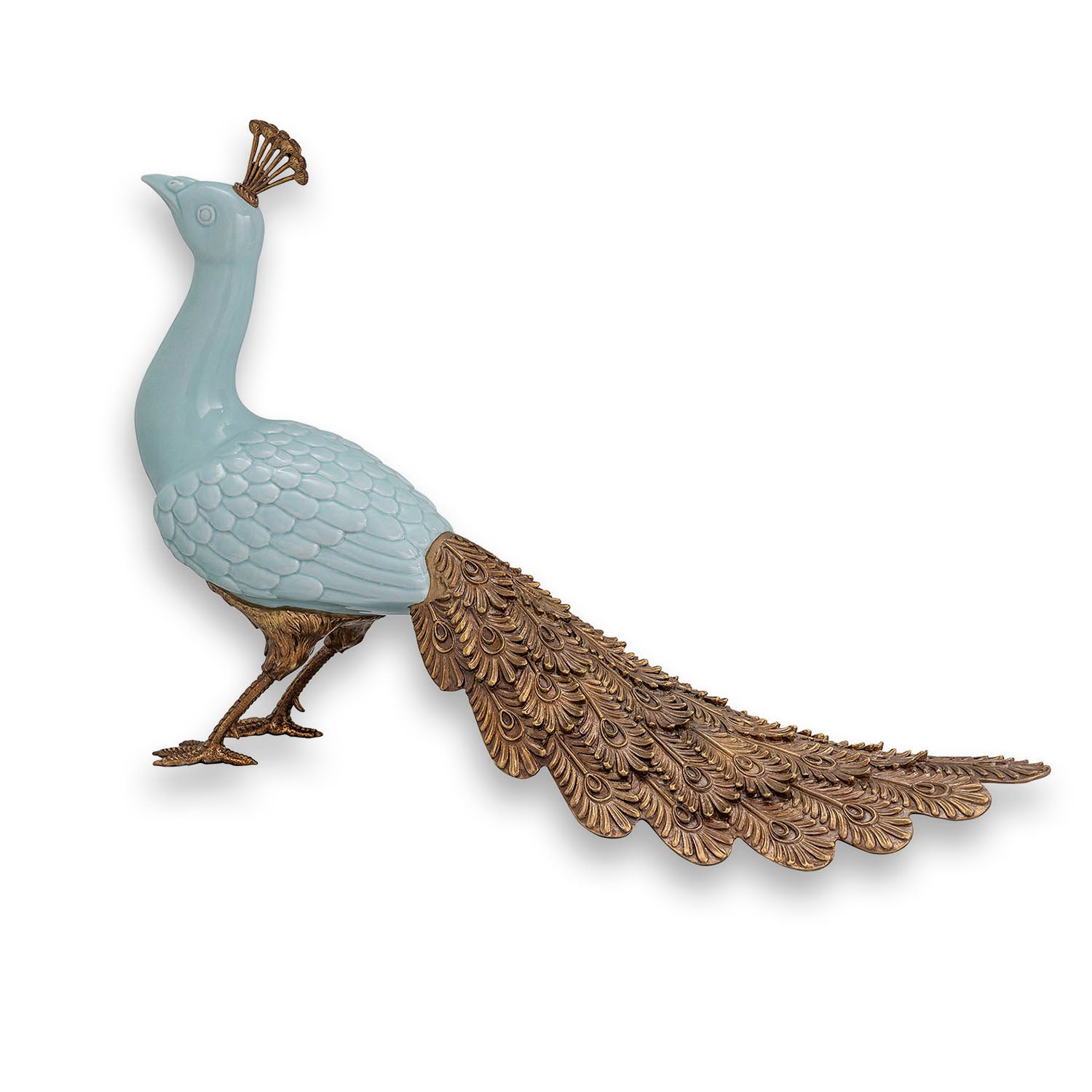 Peacock Celadon Sculpture