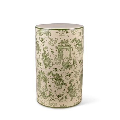 Dragon Pagoda Green Stool