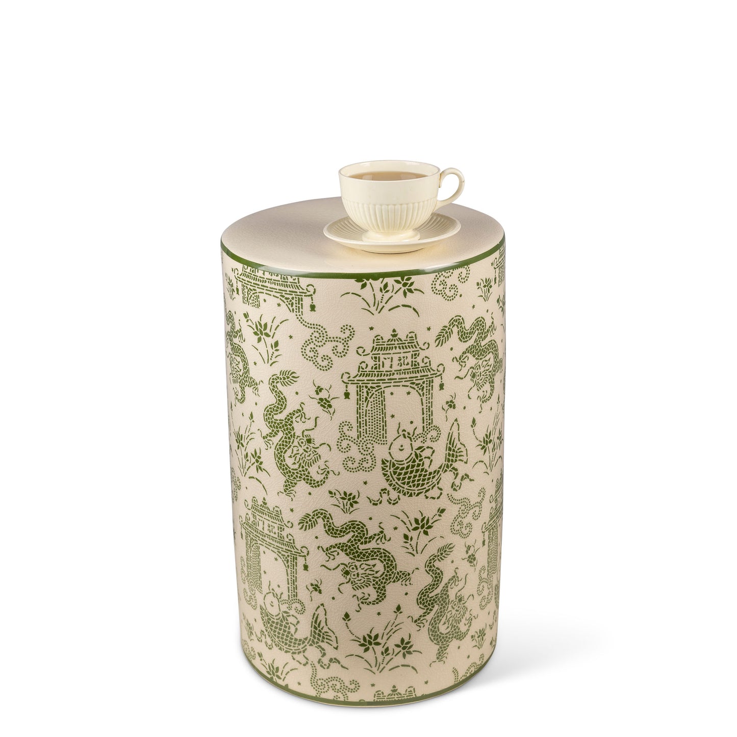Dragon Pagoda Green Stool