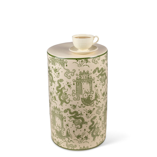 Dragon Pagoda Green Stool