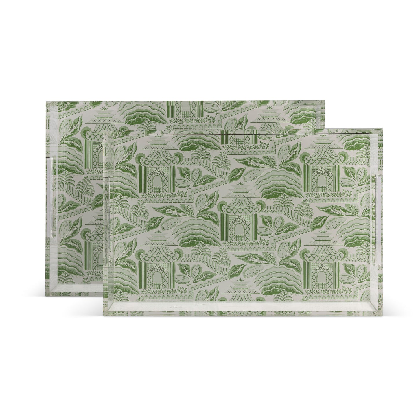 Pagoda Garden Green Large Tray Set/2