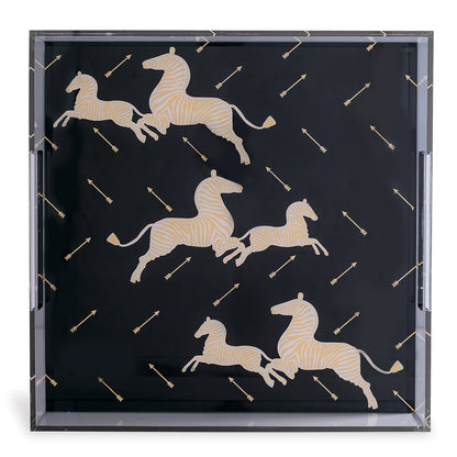 Zebra Black Lucite Tray