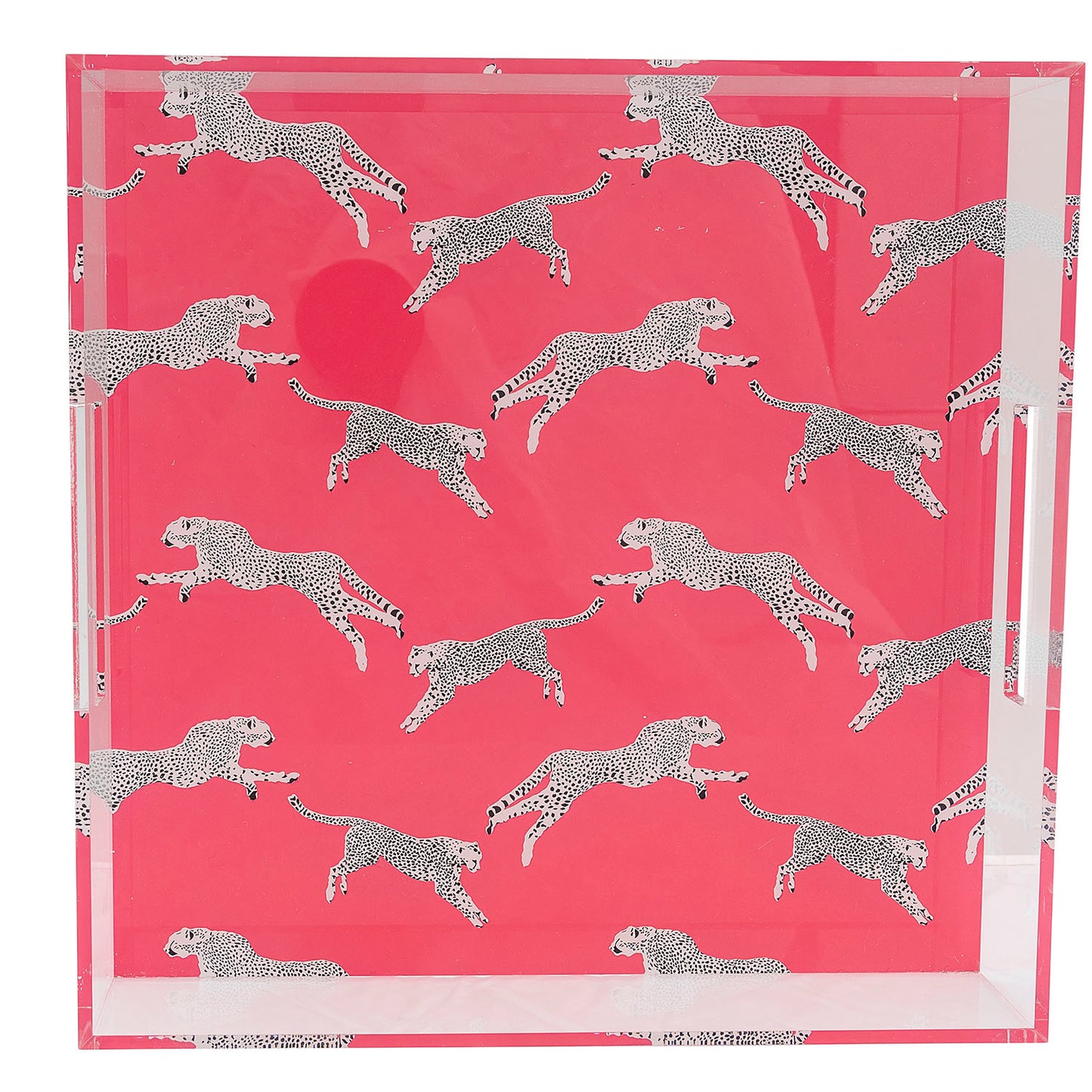 Leaping Cheetah Pink Acrylic Tray