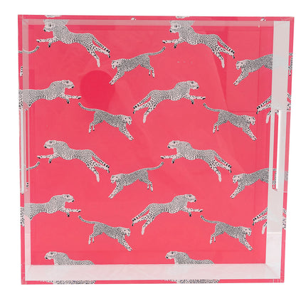Leaping Cheetah Pink Acrylic Tray