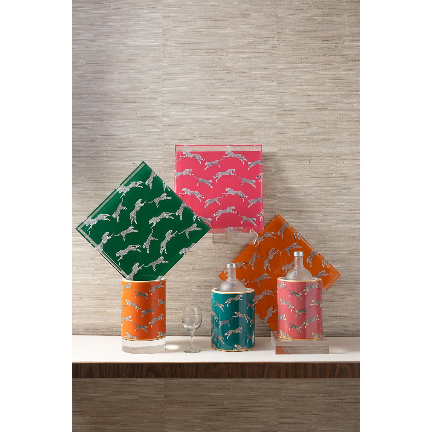 Leaping Cheetah Orange Acrylic Tray