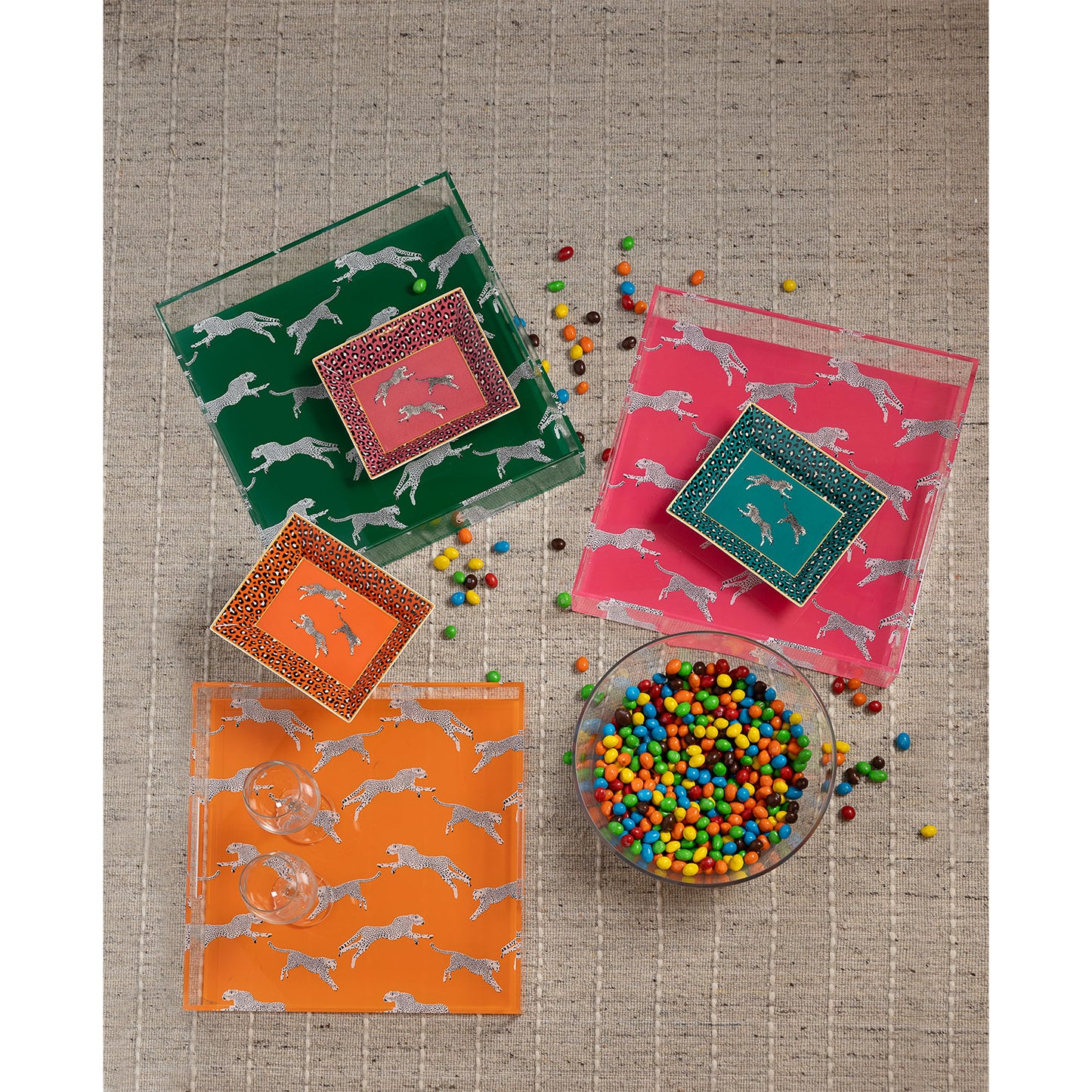 Leaping Cheetah Orange Acrylic Tray