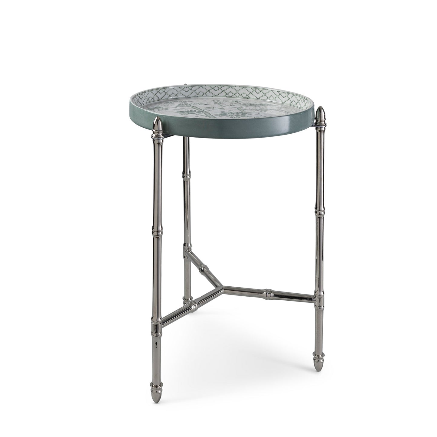 Jardin Green tray w/stand Nickel