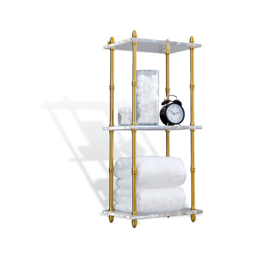 Carmel Brass/Lucite Shelf 32"H