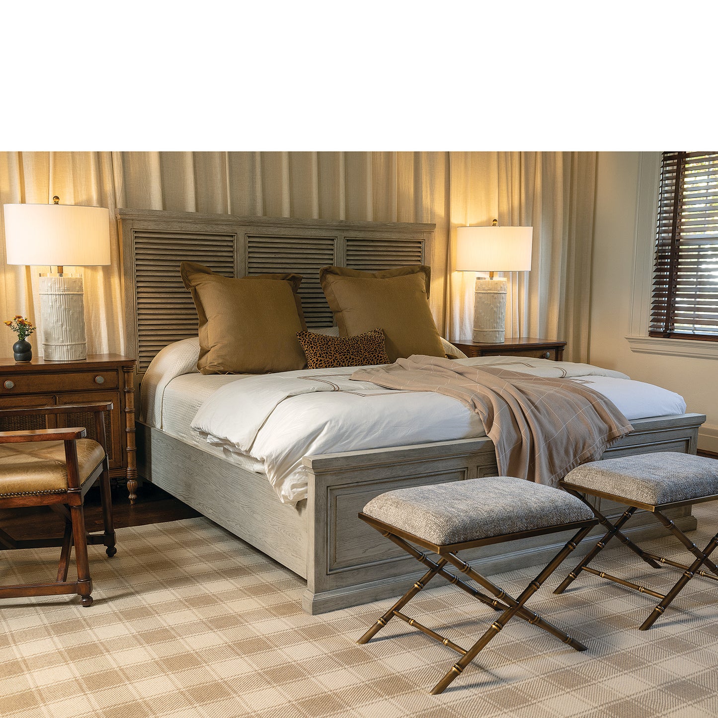 Lauderdale Brass Benedict Taupe Bench