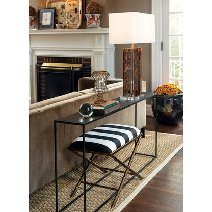 Lauderdale Brass Black Stripe Bench