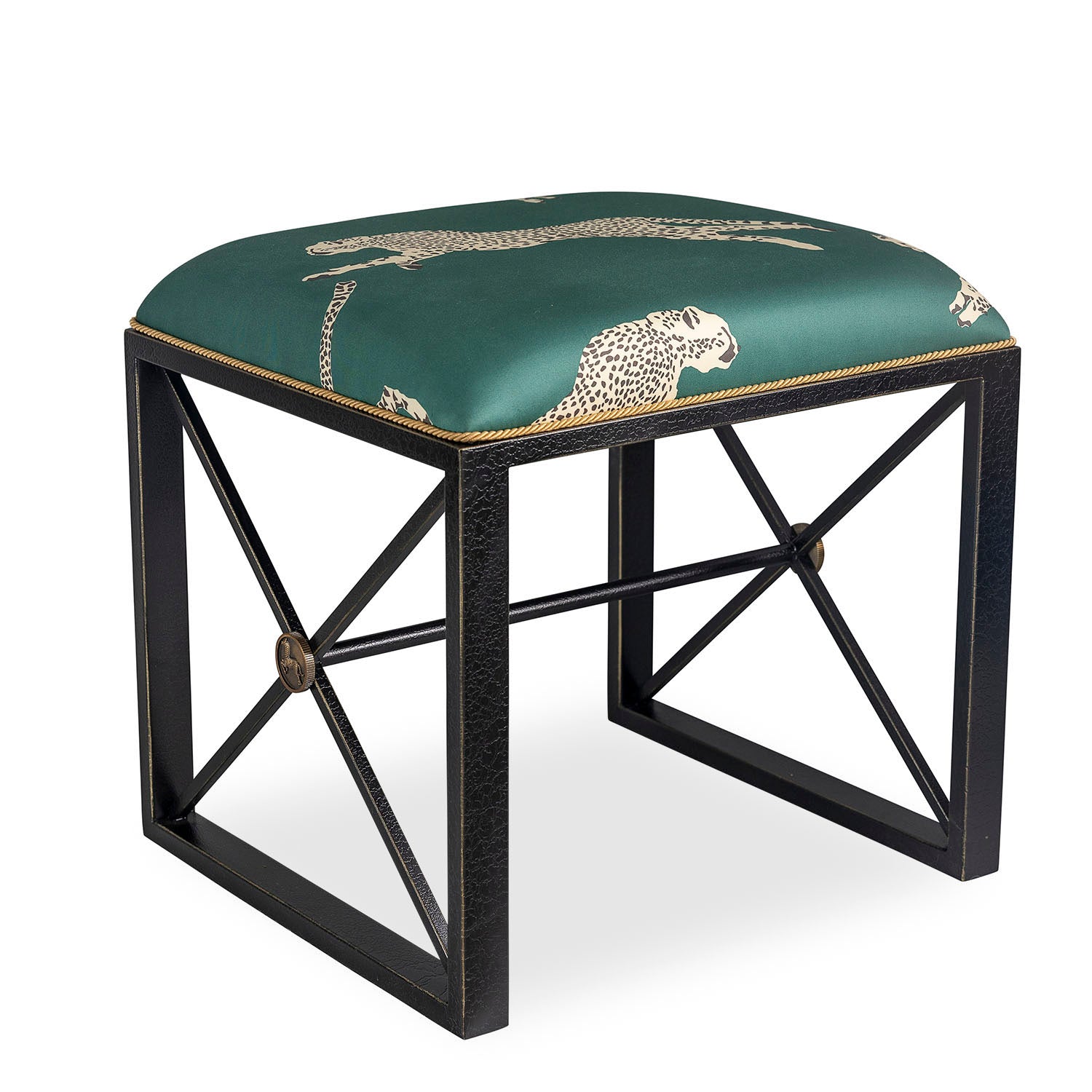 Medallion Black Leaping Cheetah Evergreen Bench