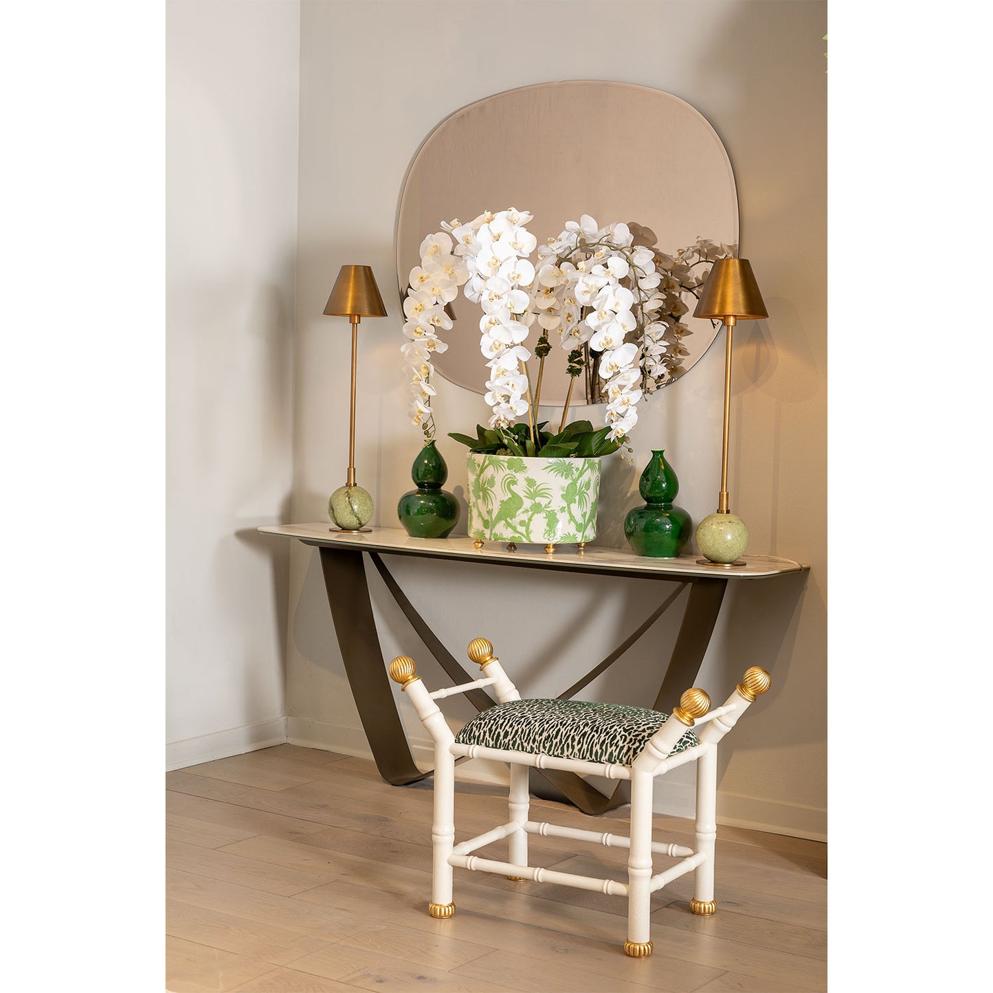 Boca White Earl Emerald Bench