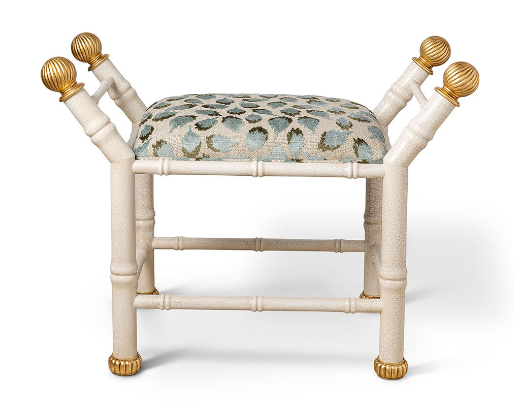 Boca White Ocelot Celadon Bench