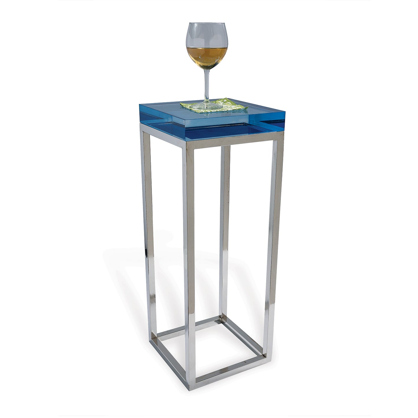 Drake Lucite Blue Table / Nickel