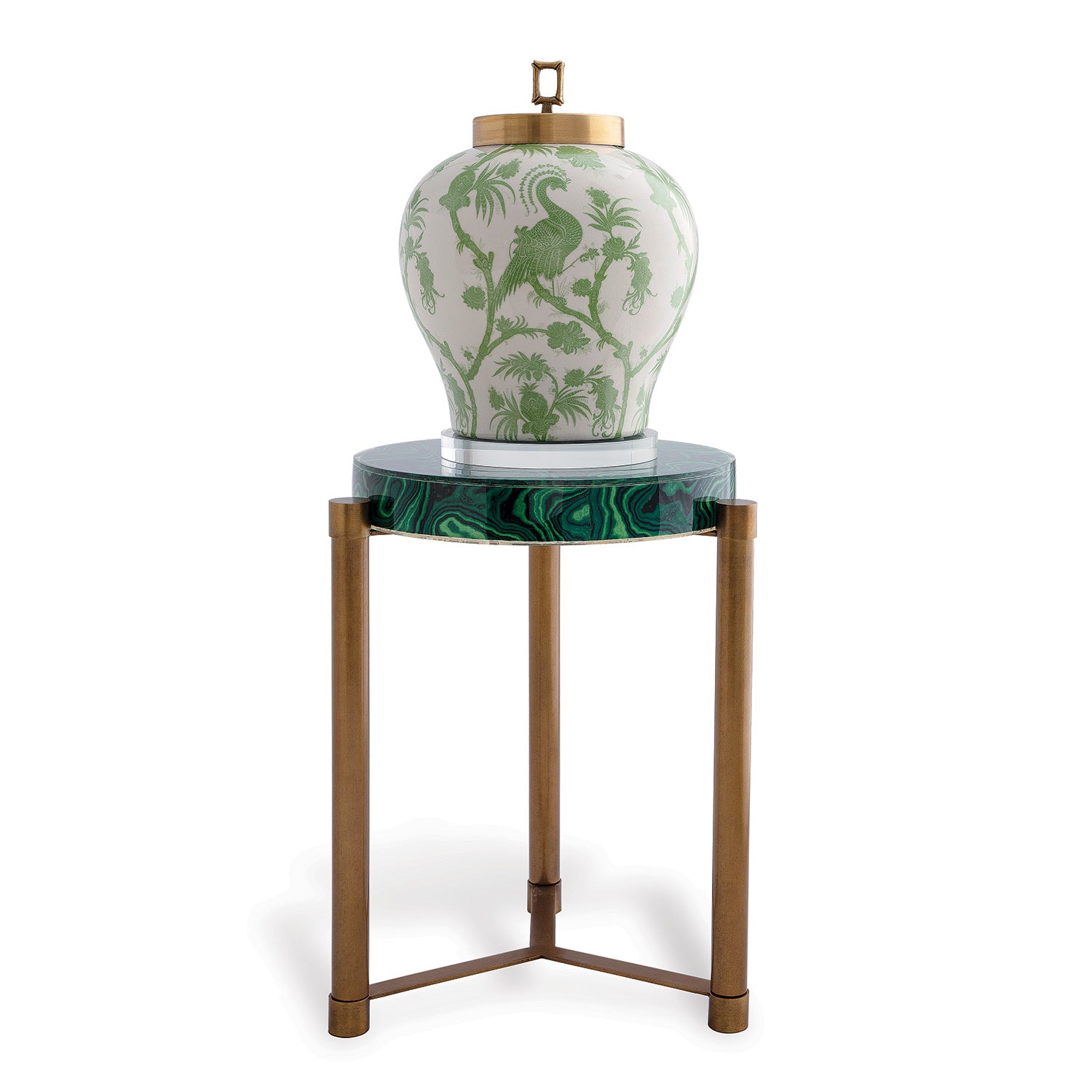 Malachite Brass Accent Table