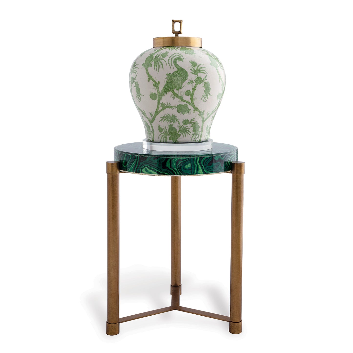 Malachite Brass Accent Table