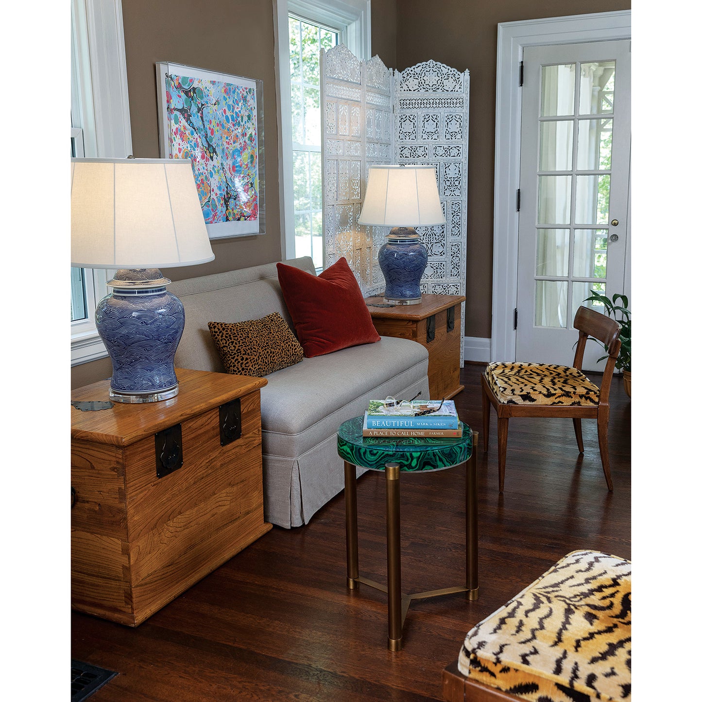 Malachite Brass Accent Table