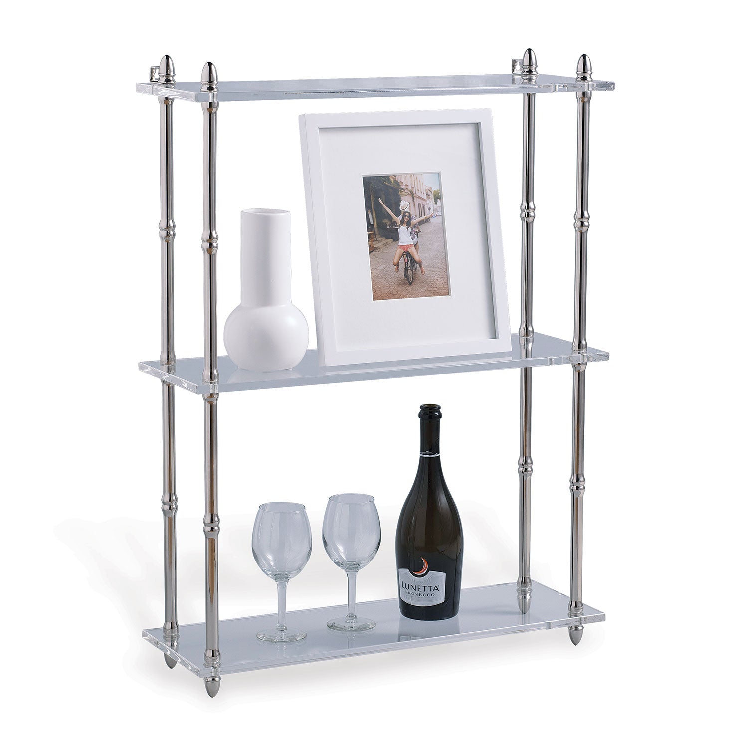 Carmel Nickel/Lucite Shelf Wide