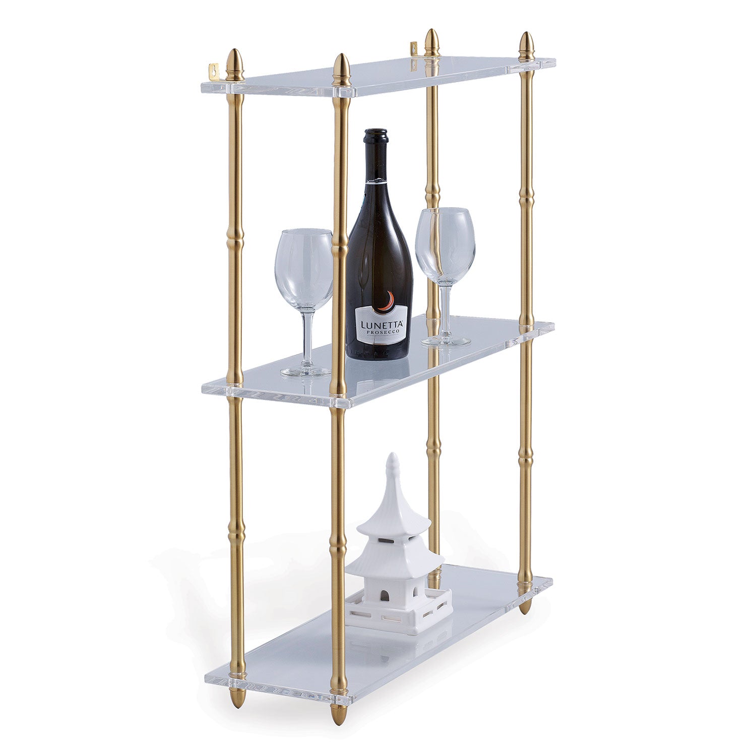 Carmel Brass/Lucite Shelf Wide