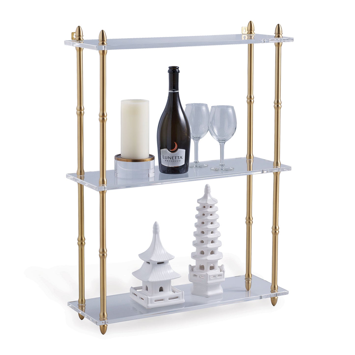 Carmel Brass/Lucite Shelf Wide