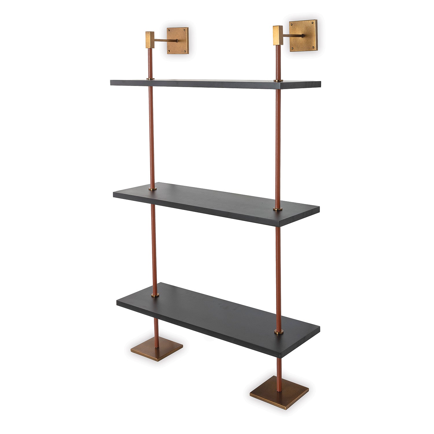 Arnold 3 Tier Black/aged Brass Shelf 36"W