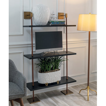 Arnold 3 Tier Black/aged Brass Shelf 36"W