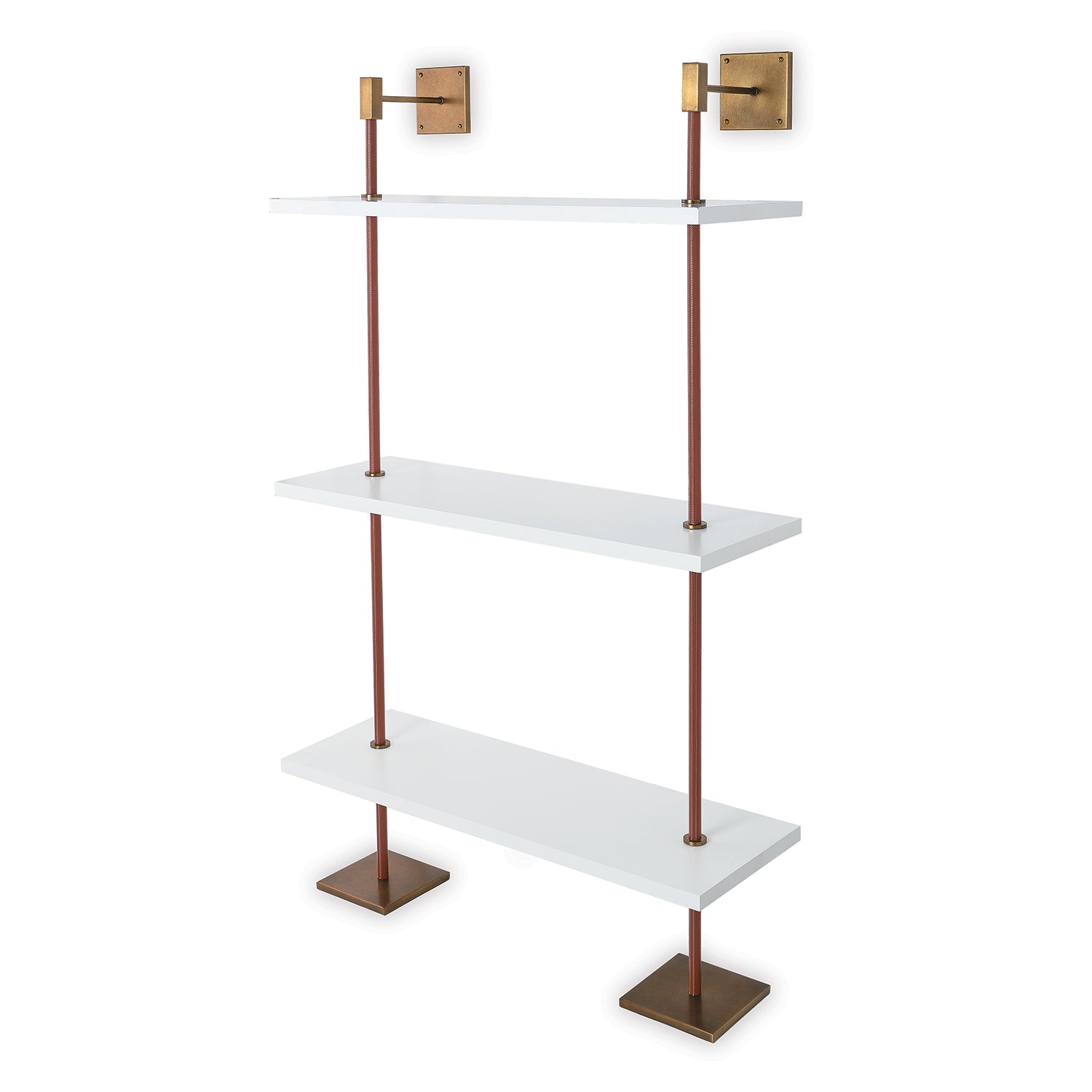 Arnold 3-tier White/aged Brass Shelf 36"W