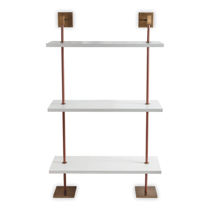 Arnold 3-tier White/aged Brass Shelf 36"W