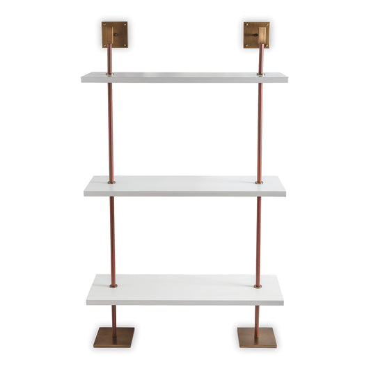 Arnold 3-tier White/aged Brass Shelf 36"W