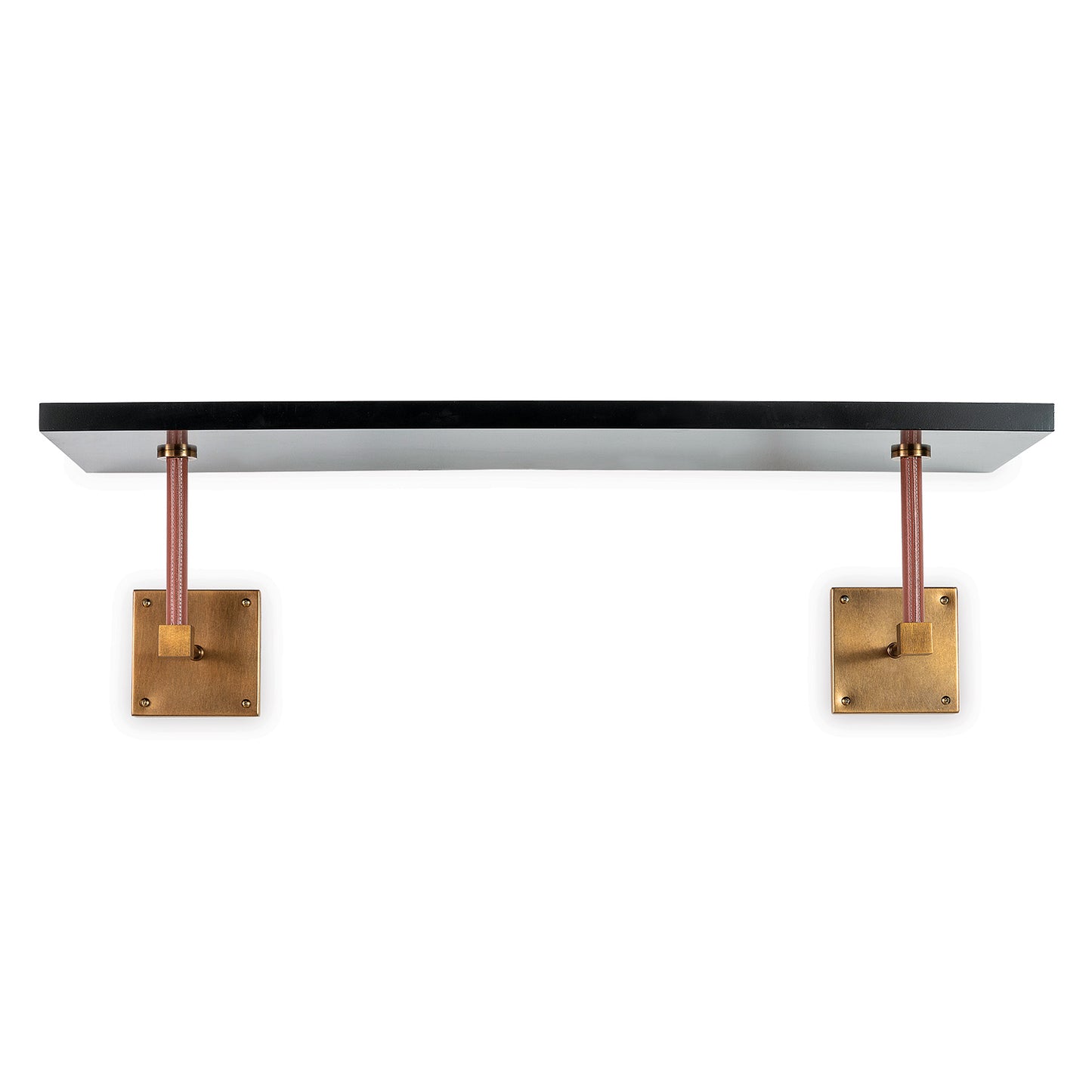 Billy Black/age Brass/leather Wall Shelf 36"W