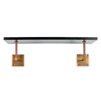 Billy Black/age Brass/leather Wall Shelf 36"W
