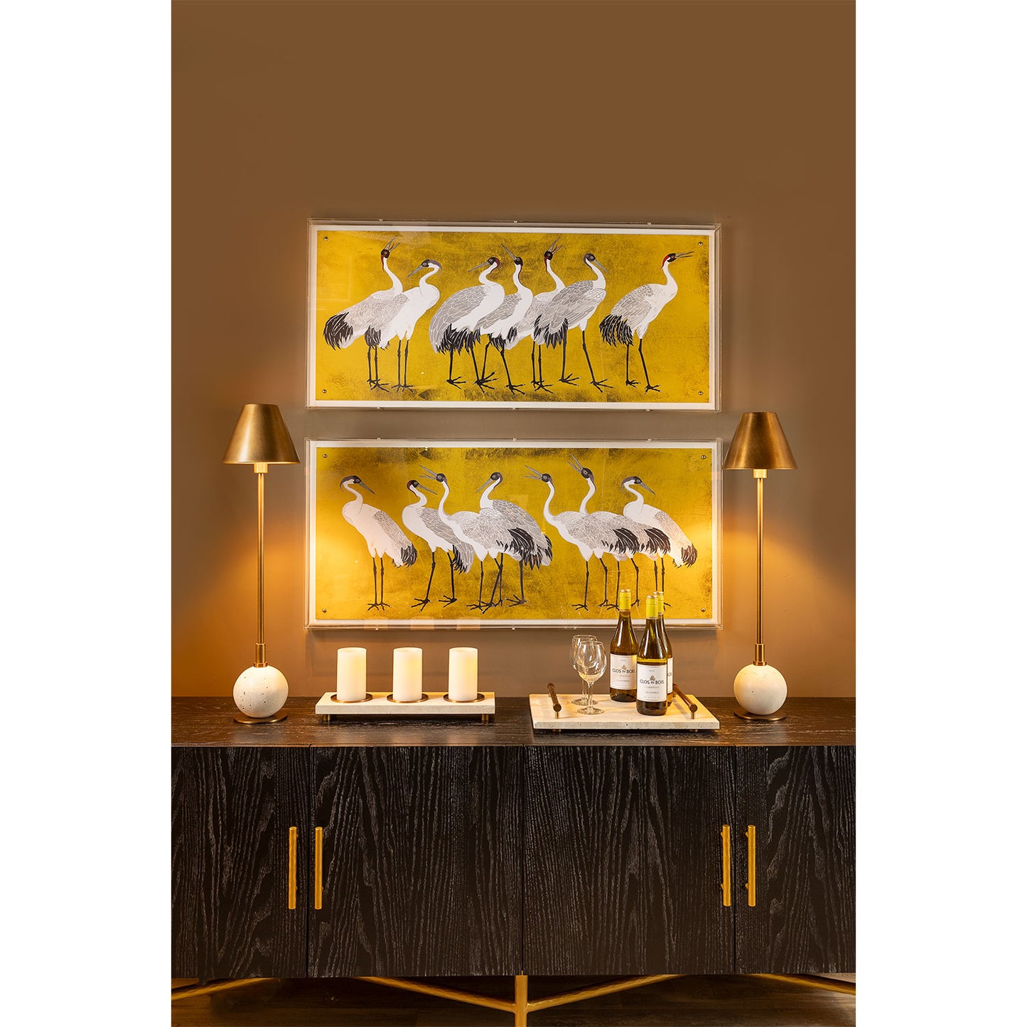 Boston Brass / Cream Buffet Lamps Set/2